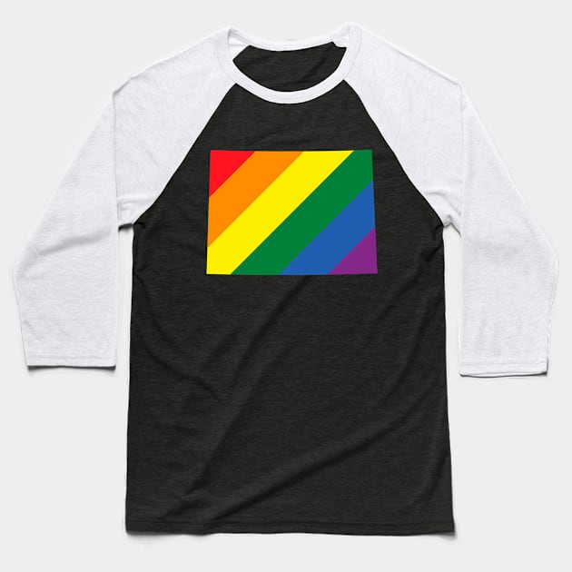 Colorado state LGBT Pride Baseball T-Shirt by FiftyStatesOfGay